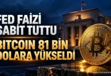Fed faiz kararının ardından 81 bin dolar seviyesine yükselen Bitcoin için hazırlanan temsili haber görseli.